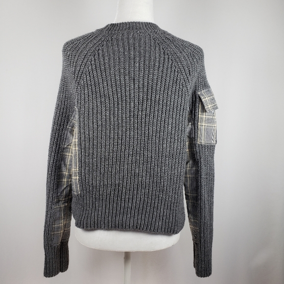 Zara Crew Neck Chunky Knit with Plaid details - Picture 8 of 10